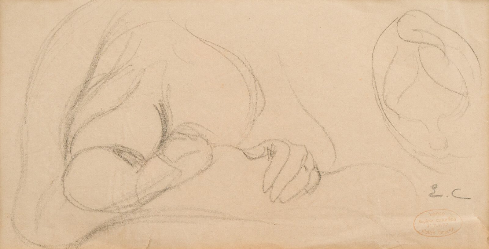 Null 43.欧仁-卡里尔 (1849-1906)

母乳喂养的妇女

纸上绘画。

右下角有 "EC "字样和1977年11月21日的销售印章。

12 x&hellip;