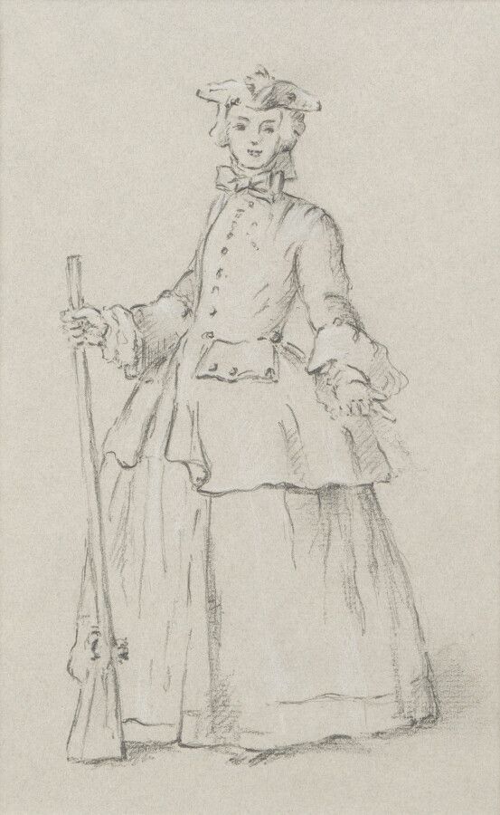 Null 6. Scuola francese del 18° secolo

Cacciatore femmina

Matita su carta grig&hellip;