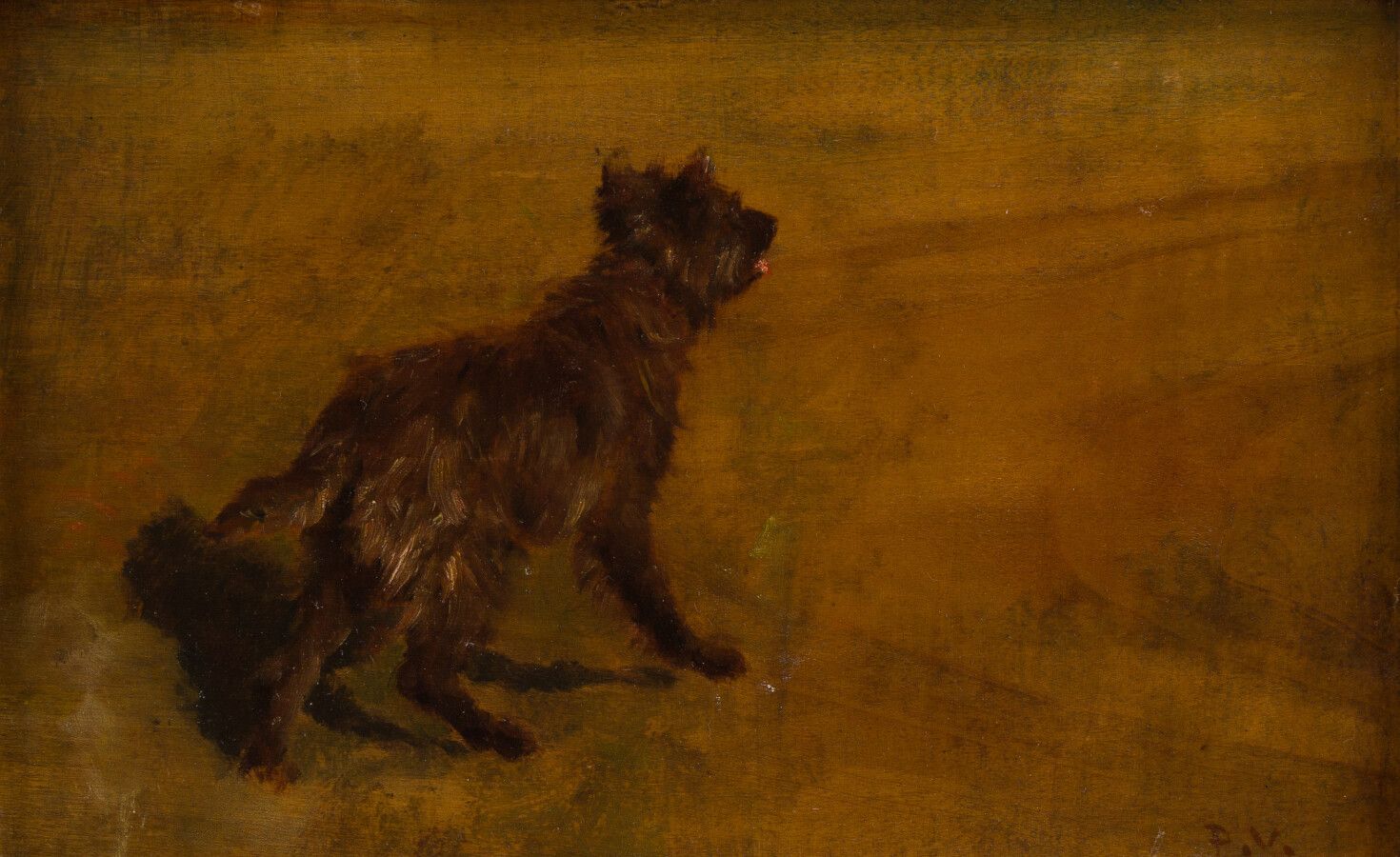 Null 36.保罗-瓦伊森(1841-1911)

犬类

板面油画，右下角有文字说明。

17 x 27厘米。