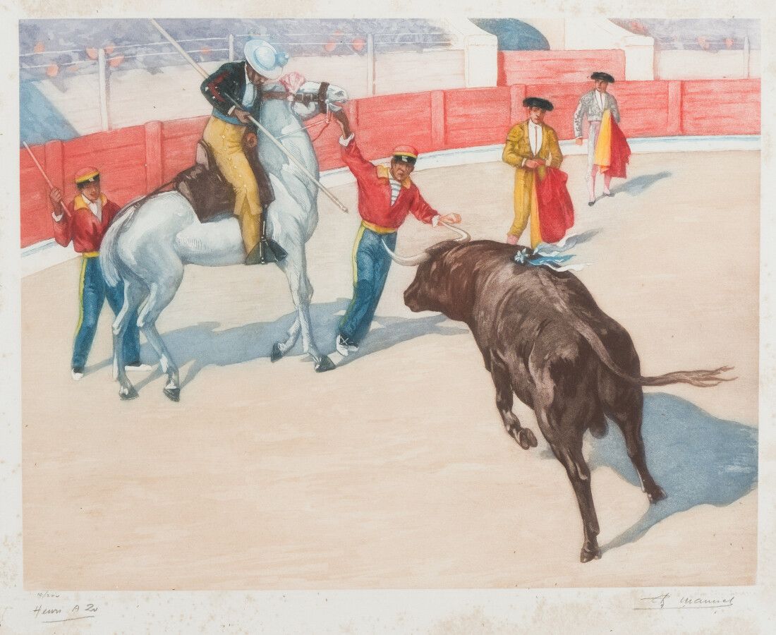 Null 49.阿奇尔-佐(1826-1901)

皮卡多

彩色水粉画，左下方有签名和编号10/200。

右下方有雕刻师(?)Ch Manuel的副署。