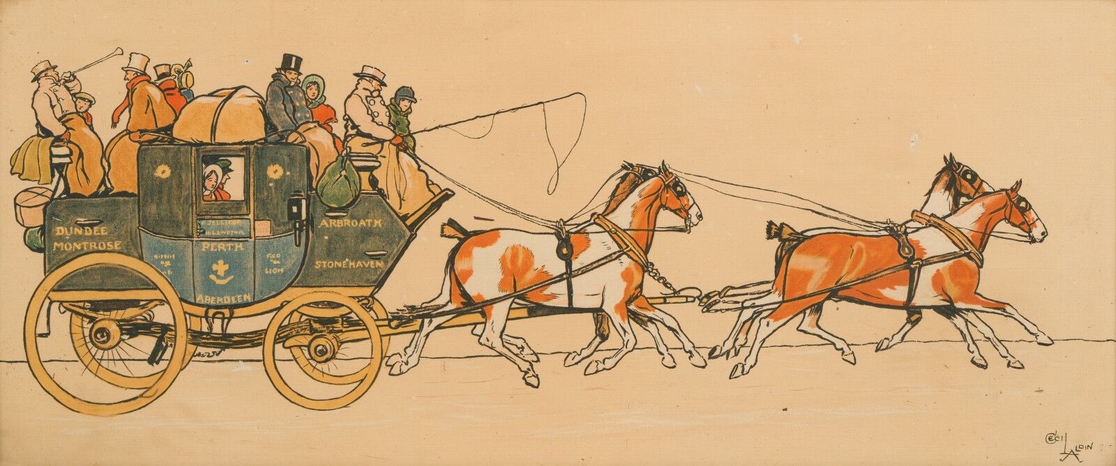 Null 38. Cecil ALDIN (1870-1935)

La diligencia

Pareja de grabados sobre lienzo&hellip;