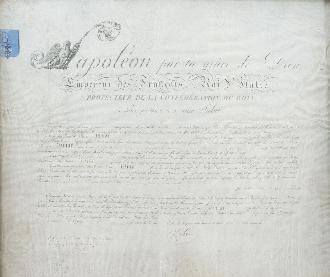 Null 89. Diplôme sur parchemin

Napoléon par la grâce de dieu, Empereur des Fran&hellip;