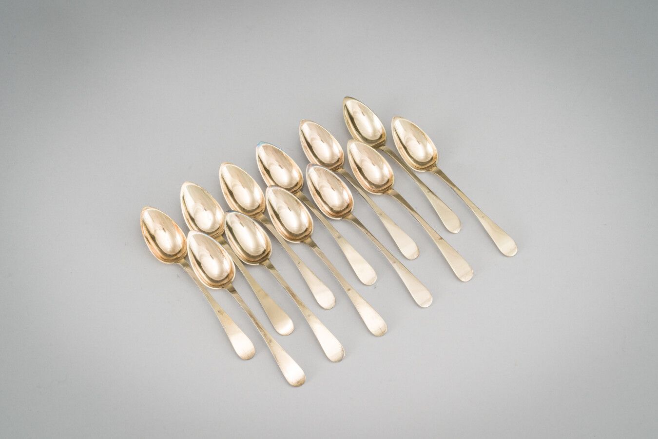 Null Set of twelve vermeil teaspoons (950/1000th), uniplat model.

Goldsmith : A&hellip;