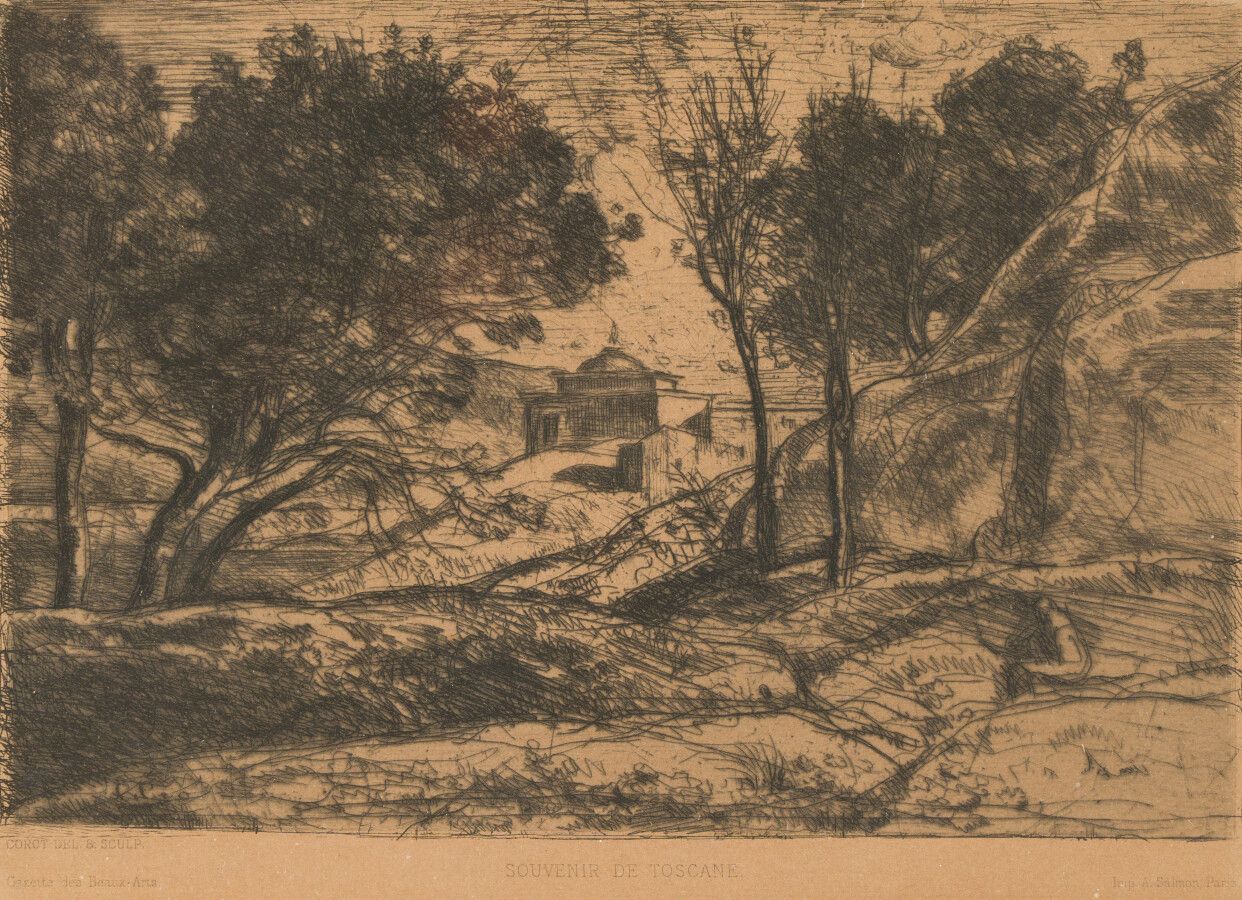 Null 卡米尔-科洛 (1796 - 1875)

托斯卡纳的纪念品--在沙丘上：拉海耶森林的纪念品。

铺设在纸上的蚀刻画。第一张带信的，在《美术报》的版本&hellip;