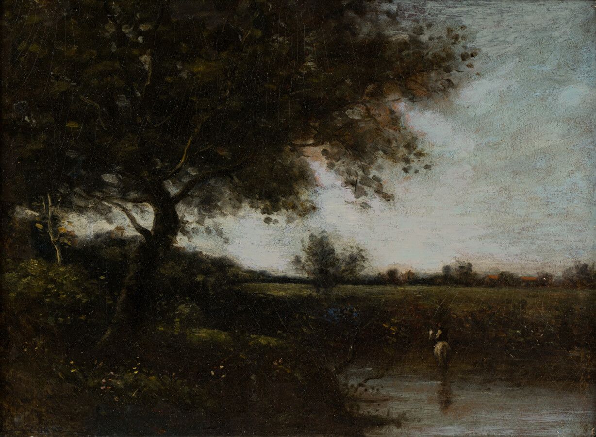 Null School of Camille COROT

Landscape with a rider

Oil on panel. 

Apocryphal&hellip;