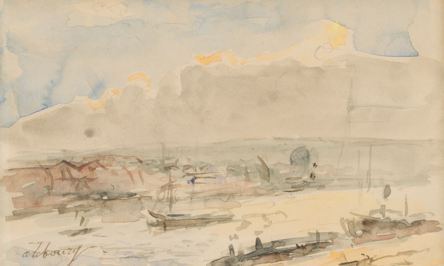 Null 阿尔伯特-勒布格 (1849 1928)

鲁昂港

纸上水彩画。

左下方有签名。

11 x 18厘米。