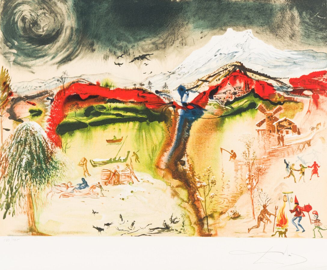 Null 萨尔瓦多-达利 (1904 - 1989)

有雪山的景观。

石版画，右下角有签名133/195。

54 x 67.5厘米