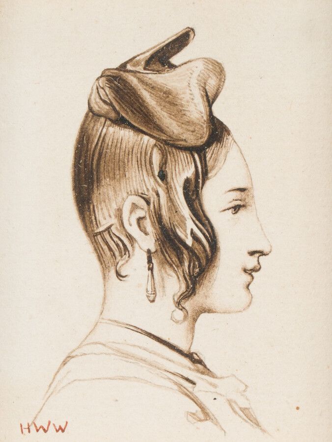 Null 休-威廉-威廉姆斯(1773-1829)

女性侧面肖像

钢笔和棕色墨水。

左下角有图案。

6 x 5厘米。