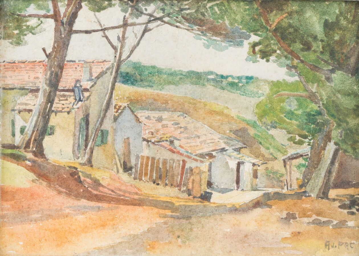Null 156.安德烈-杜帕克 (1891 - 1966)

宅院

水彩画，右下方有签名。

27 x 38厘米。