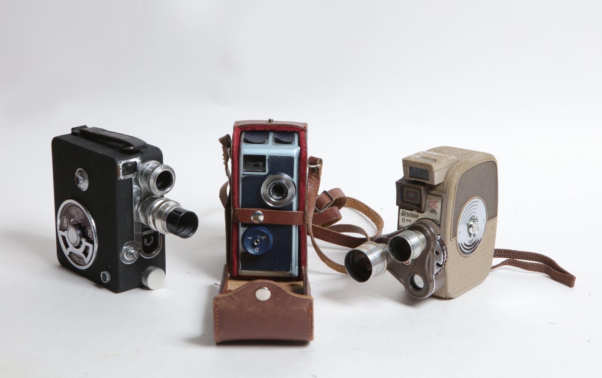 Null 电影院，电影设备。一套三台杂牌相机：超级克里斯滕B 3，Keystone K26 8毫米和AK8。