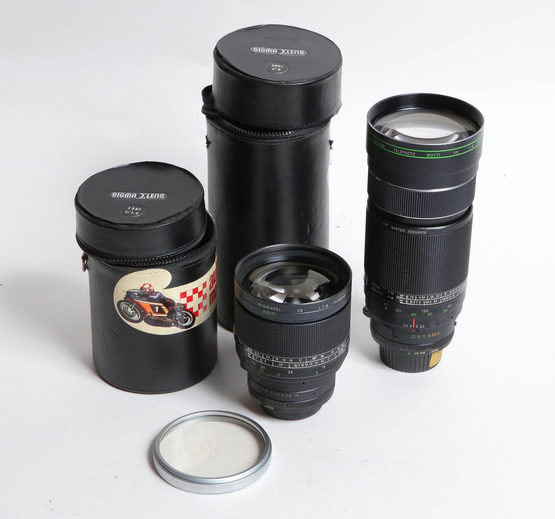 Null 相机，镜头。一套两个西格玛镜头。Sigmatel YS 1.8/135毫米镜头和Sigma长焦多镜头YS 4/300毫米镜头（案例）。