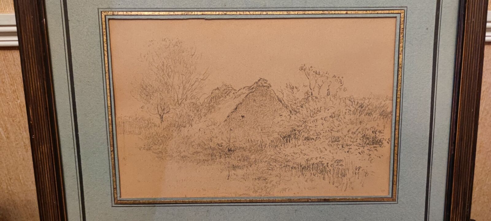 Null 39.Charles MILLET

干草制作和茅草屋

两幅画，其中一幅画上有字母图案。

16 x 24厘米和15 x 28厘米