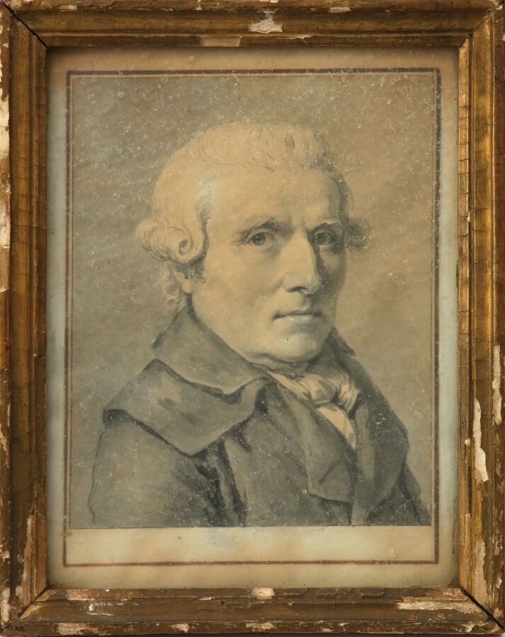 Null 26.PREVOST，18世纪末的法国学校

半身人像和半身年轻人的画像

2幅灰色水墨画构成的对联。一幅署名为Prevost fecit Canet&hellip;