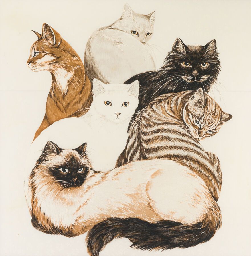 Null 51. HERMES

Carré encadré « Chats »

87 x 87 cm