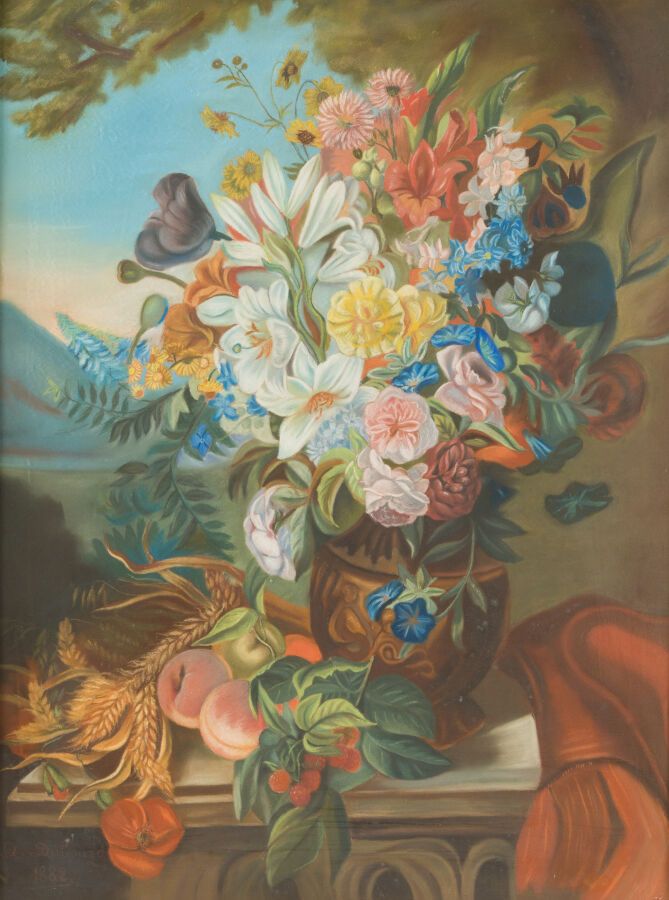Null 33.A.杜布格（1821-1891）

鲜花

水粉画，左下方有签名，日期为1882年

97 x 72 cm