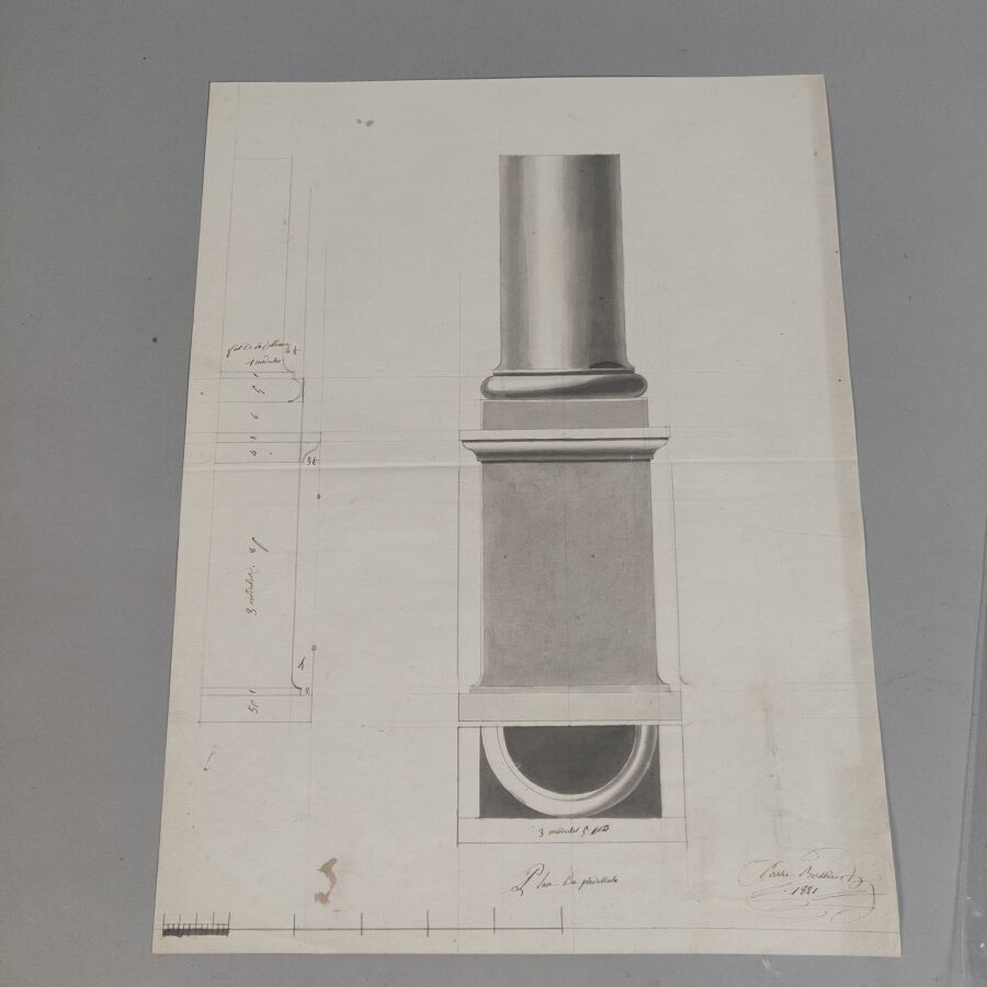 Null Pierre-Gabriel BERTHAULT (1737-1831)
Project of a column.
Drawing and wash.&hellip;