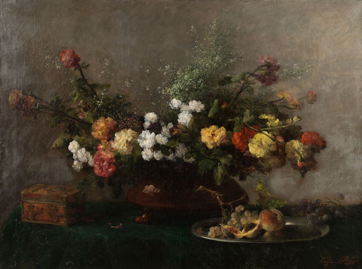 Null 12. Eugène PETIT (Paris 1838-Paris 1886)
Nature morte au vase de fleurs, co&hellip;