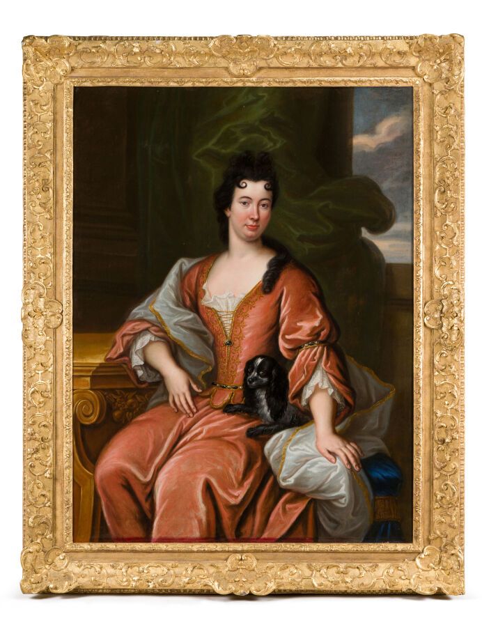 Null 4.1 归功于弗朗索瓦-德-特洛伊（图卢兹
1645-巴黎 1730)
 夏维尼的勒妮-布特里耶的画像
与她的狗合影，安妮-玛丽的母亲
贝泽林-德-博&hellip;
