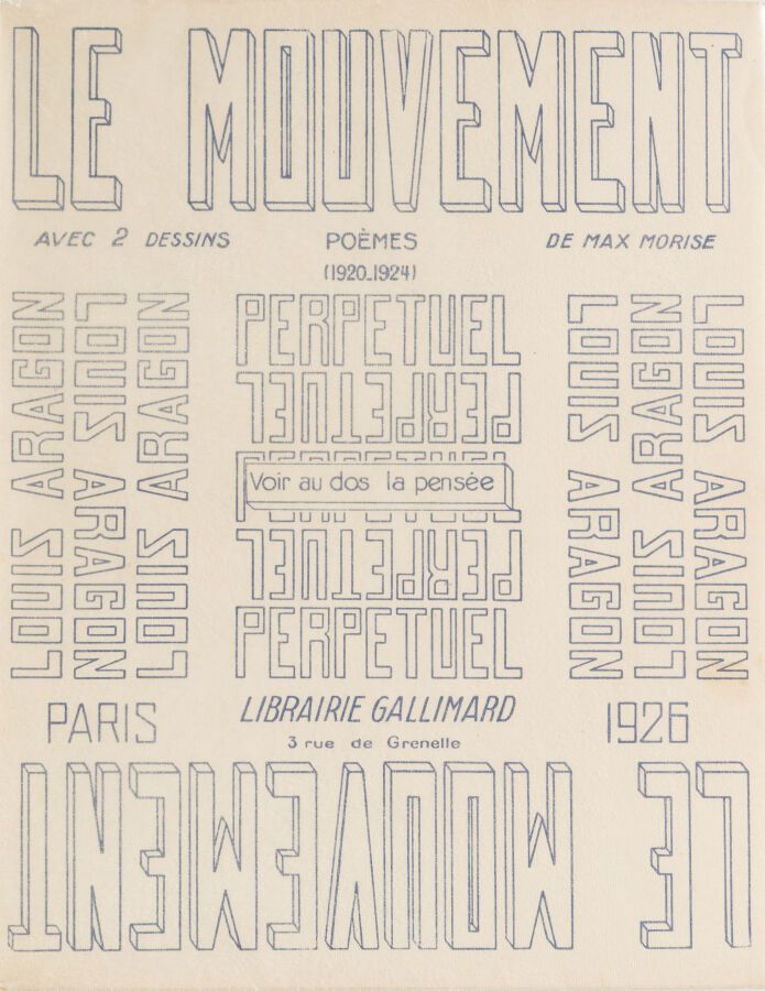 Null 13. ARAGON (Louis). 
Le Mouvement. Poèmes (1920-1924). Avec 2 dessins de Ma&hellip;