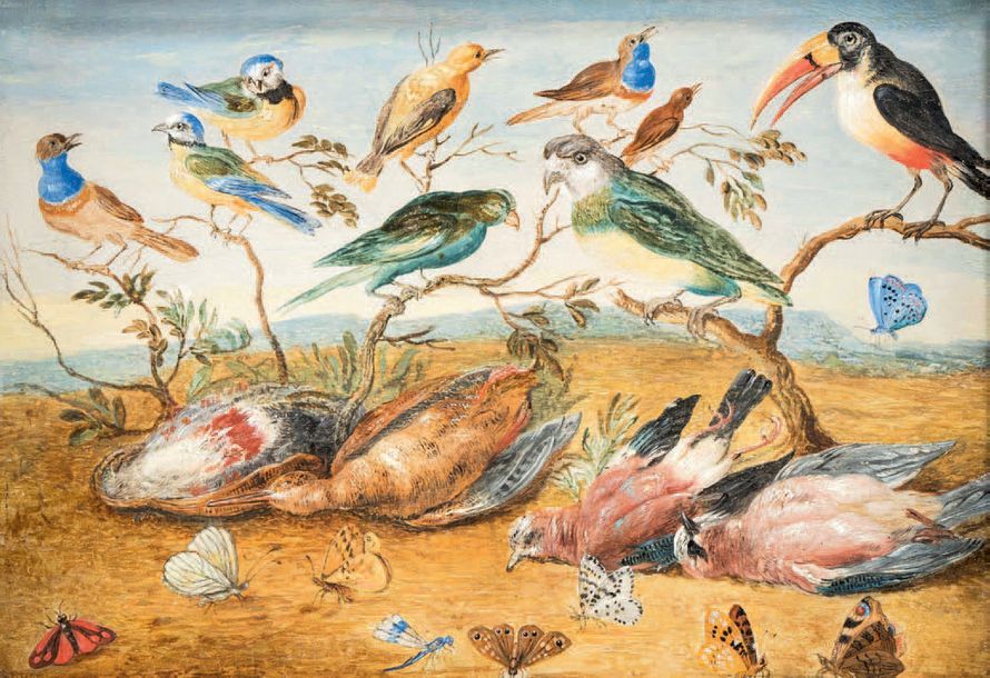 Entourage de VAN KESSEL, Ferdinand (1648-1696) Concert d'oiseaux
Huile sur panne&hellip;