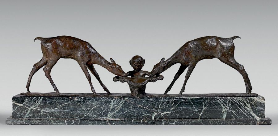 Ary Jean BITTER (1883-1973) 
Faune et Faons
Épreuve en bronze à patine brune nua&hellip;