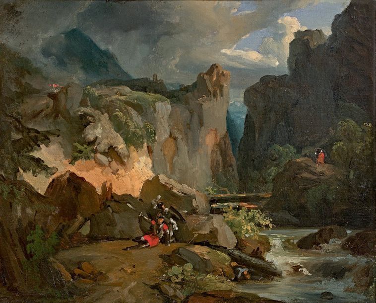 Achille Etna MICHALLON (1795-1822) La mort de Roland
Huile sur toile.
32 x 40,6 &hellip;