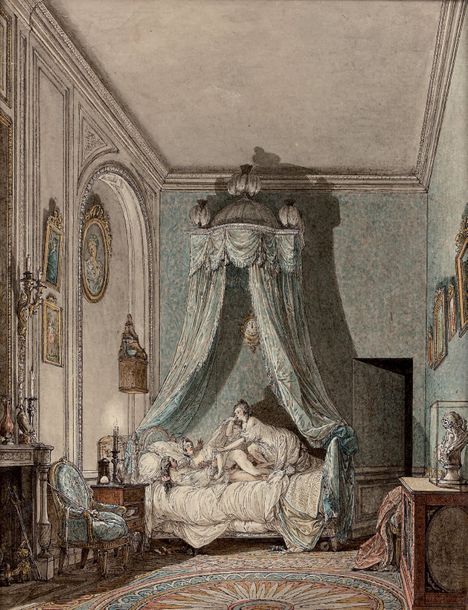 Attribué à Louis-Michel MOREAU dit le Jeune (1741-1814) Les amants surpris
Plume&hellip;