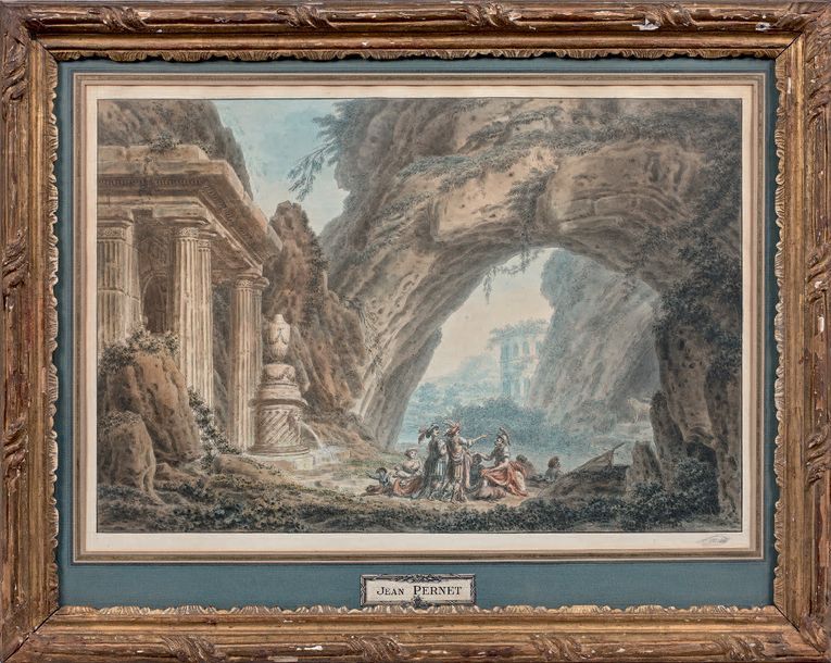 Jean Alexandre PERNET (vers 1763-??) 
Groupe de personnages devant un arc nature&hellip;