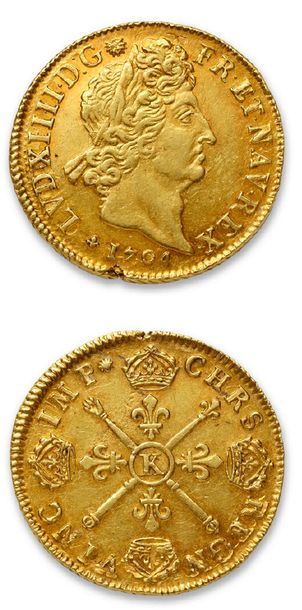 Null LOUIS XIV (1643-1715)
Double gold louis with insignia. 1704. Bordeaux. Ref.&hellip;
