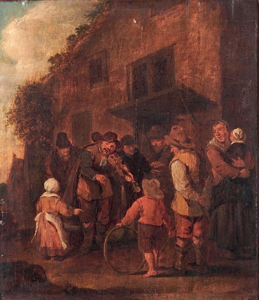 ÉCOLE FLAMANDE du XVIIIe siècle, dans le goût de Van OSTADE The violinist
Oil on&hellip;