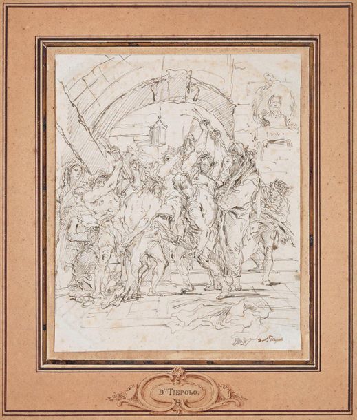 Giandomenico Tiepolo (1727-1804) 
Christ flogged
钢笔和黑色墨水，右下角有签名。
20.8 x 17.2 厘米。