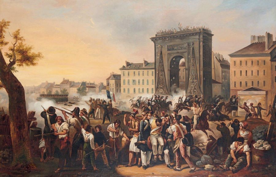 Atelier d'Hippolyte LECOMTE (1781-1857) 
Le combat de la porte Saint Denis，1830年&hellip;