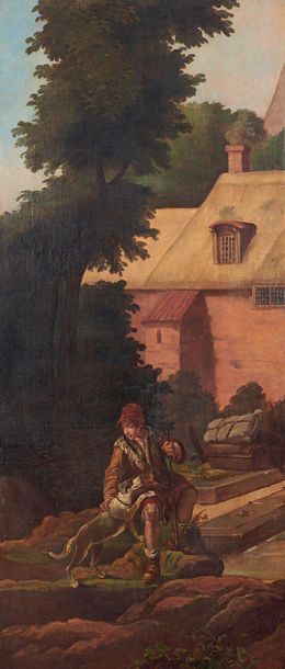 École Française du XIXe siècle 
Shepherd and his dog in front of the farm
Oil on&hellip;