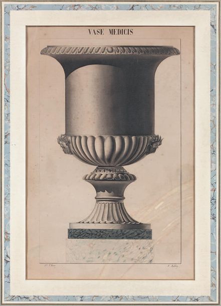 École FRANÇAISE du XXe siècle 
Vase Médicis
Lavis.
46 x 30,5 cm