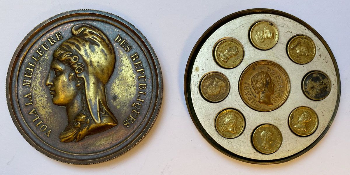 Null La meilleure des Républiques, 1848, grande médaille-boîte en bronze au bust&hellip;