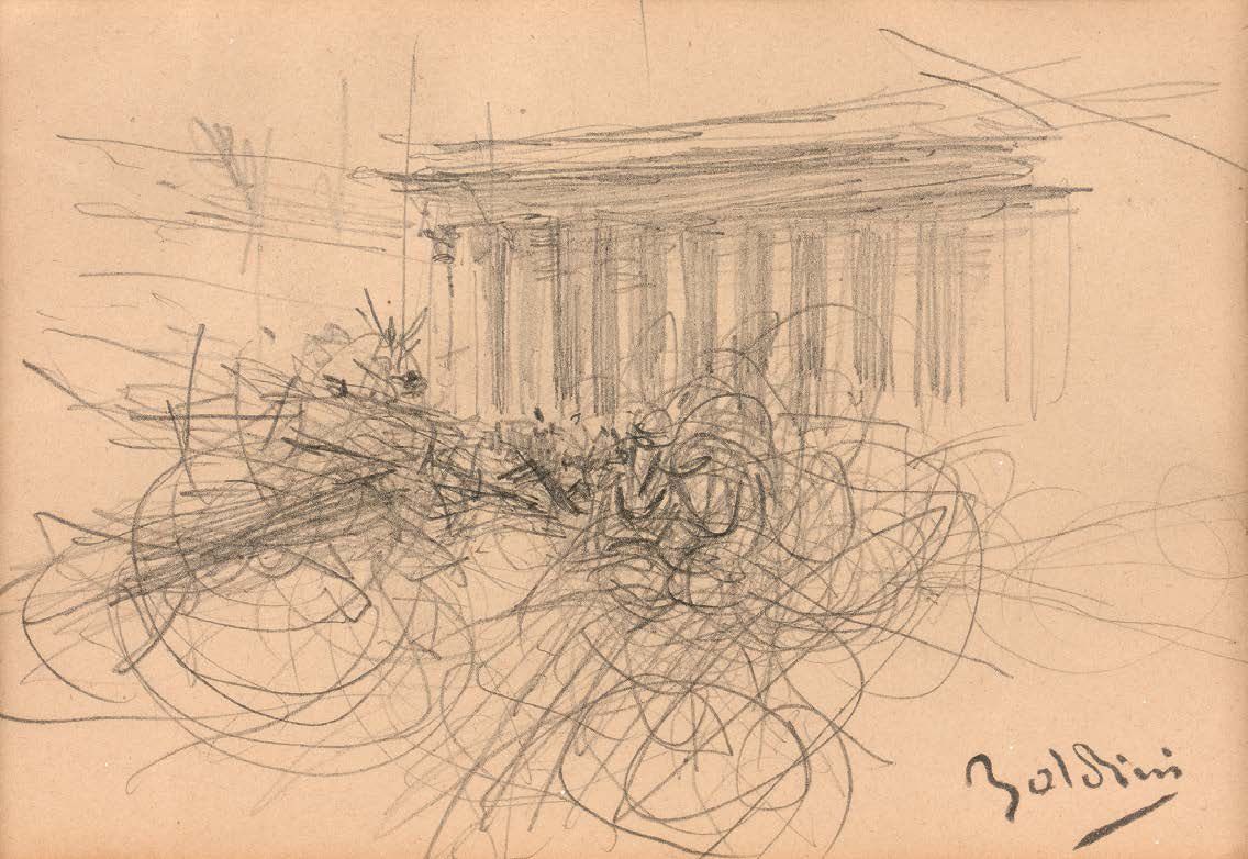 Giovanni BOLDINI (Ferrare 1842 - Paris 1931) 马德莱娜前面的交通
黑色铅笔。
工作室印章右下方（L. 272 b） &hellip;