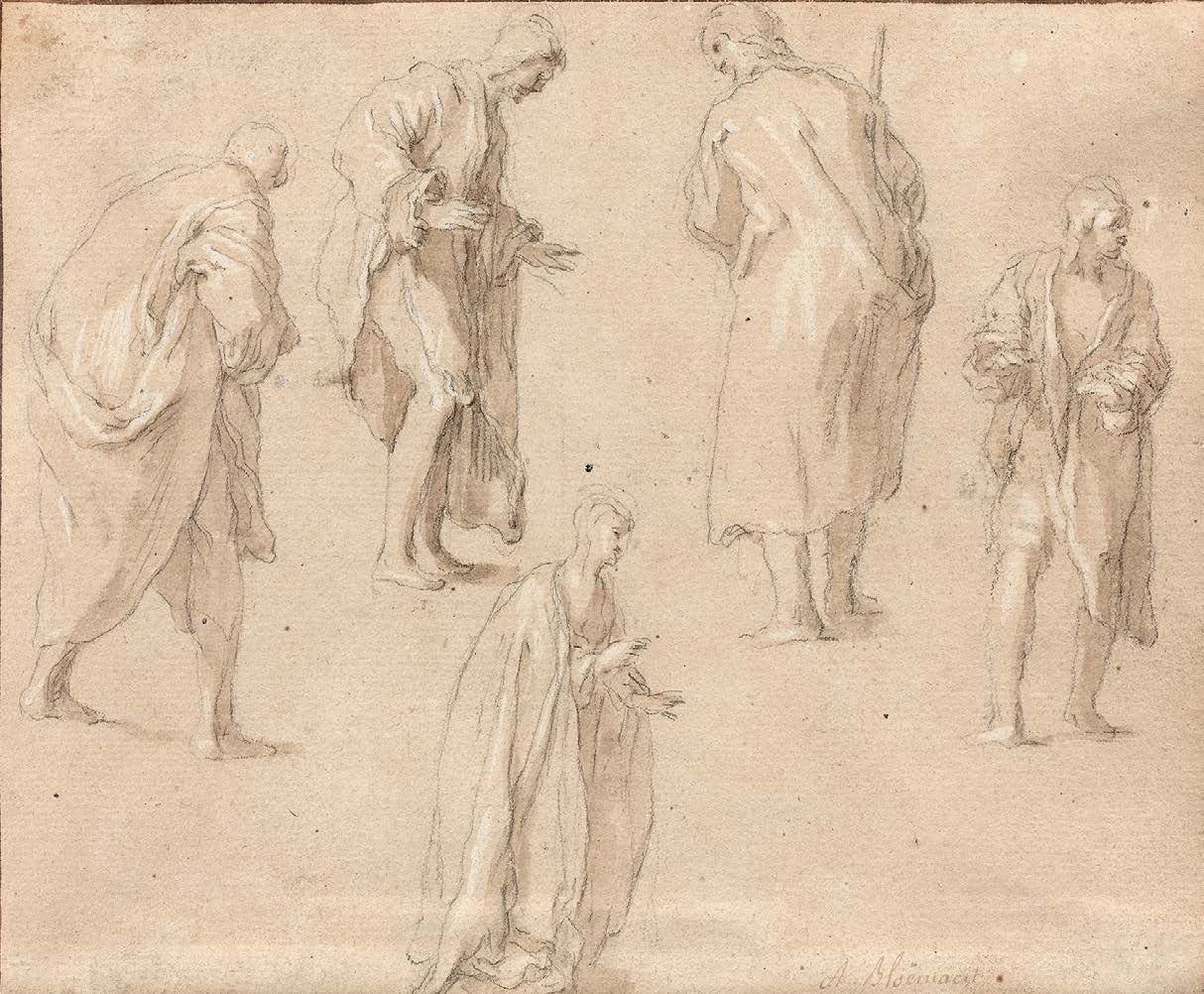 Abraham BLOEMAERT (Gorinchen 1566 - Utrecht 1651) Études de cinq figures debout
&hellip;