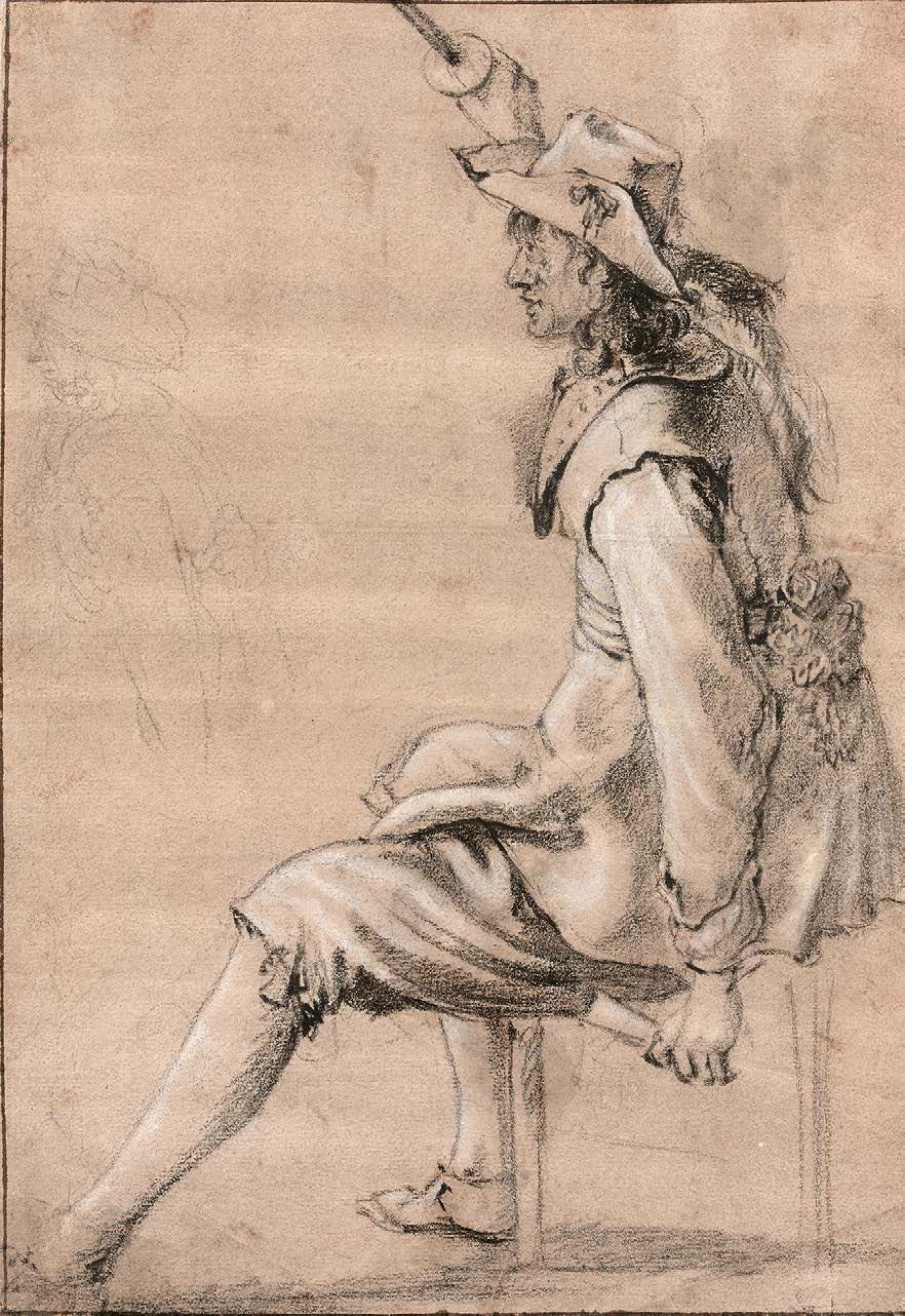 Attribué à Jacob DUCK (Utrecht 1600 - Utrecht 1667) Militaire assis tenant une é&hellip;