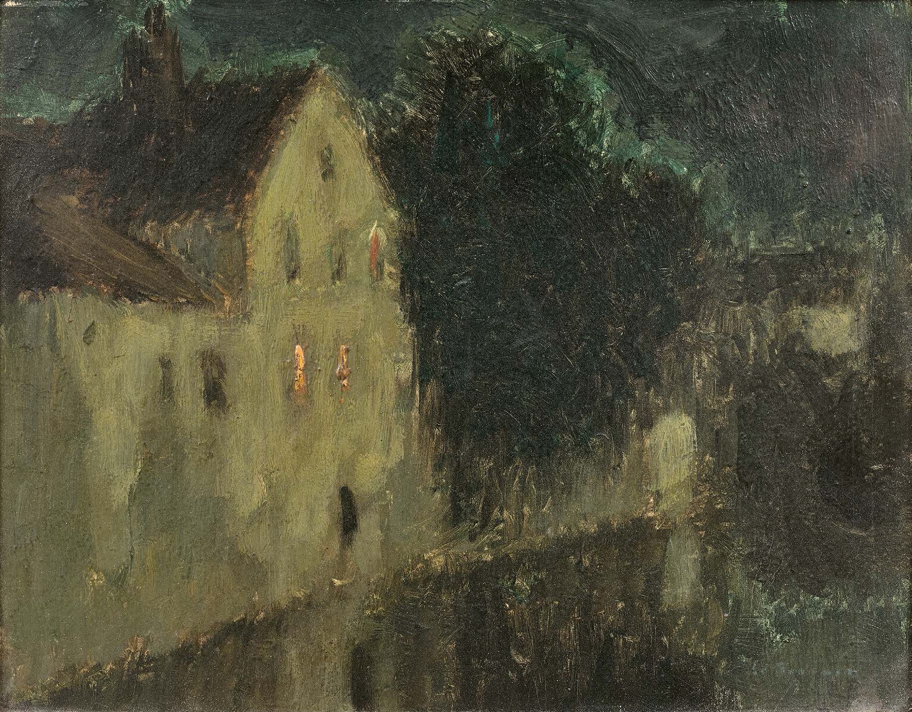 Henri LE SIDANER (1862-1939) Moonlight, house on the canal, Bruges, 1899
Oil on &hellip;