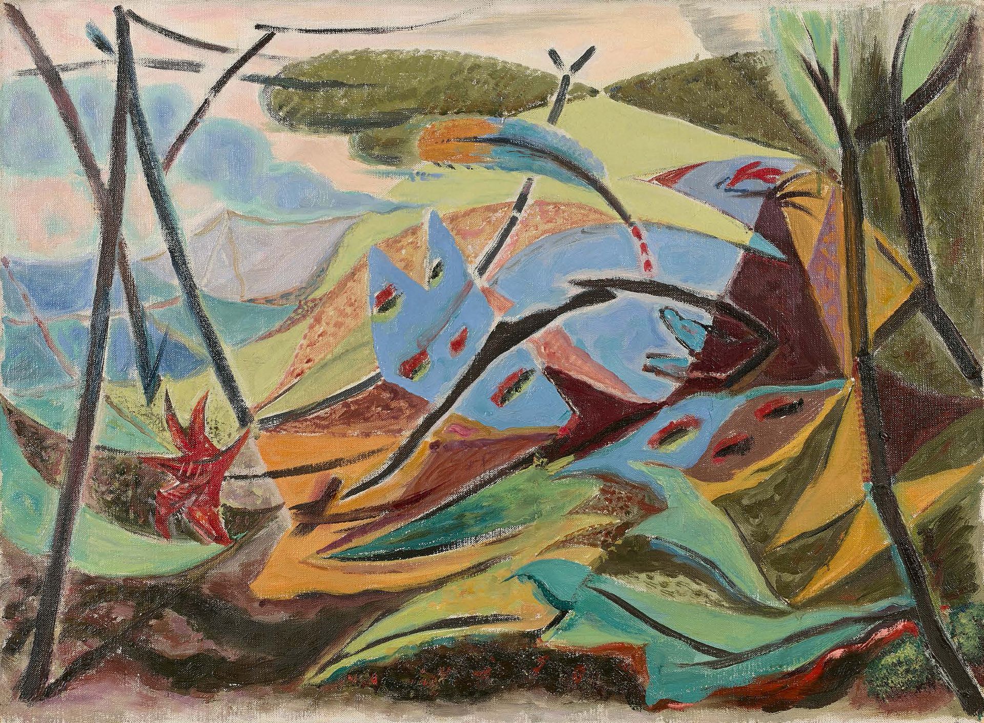 André MASSON (1896-1987) 有死鸟的风景，1931年
布面油画。
39 x 53 cm
出处：
- 艺术家的工作室
- 保罗-罗森伯格（n&hellip;