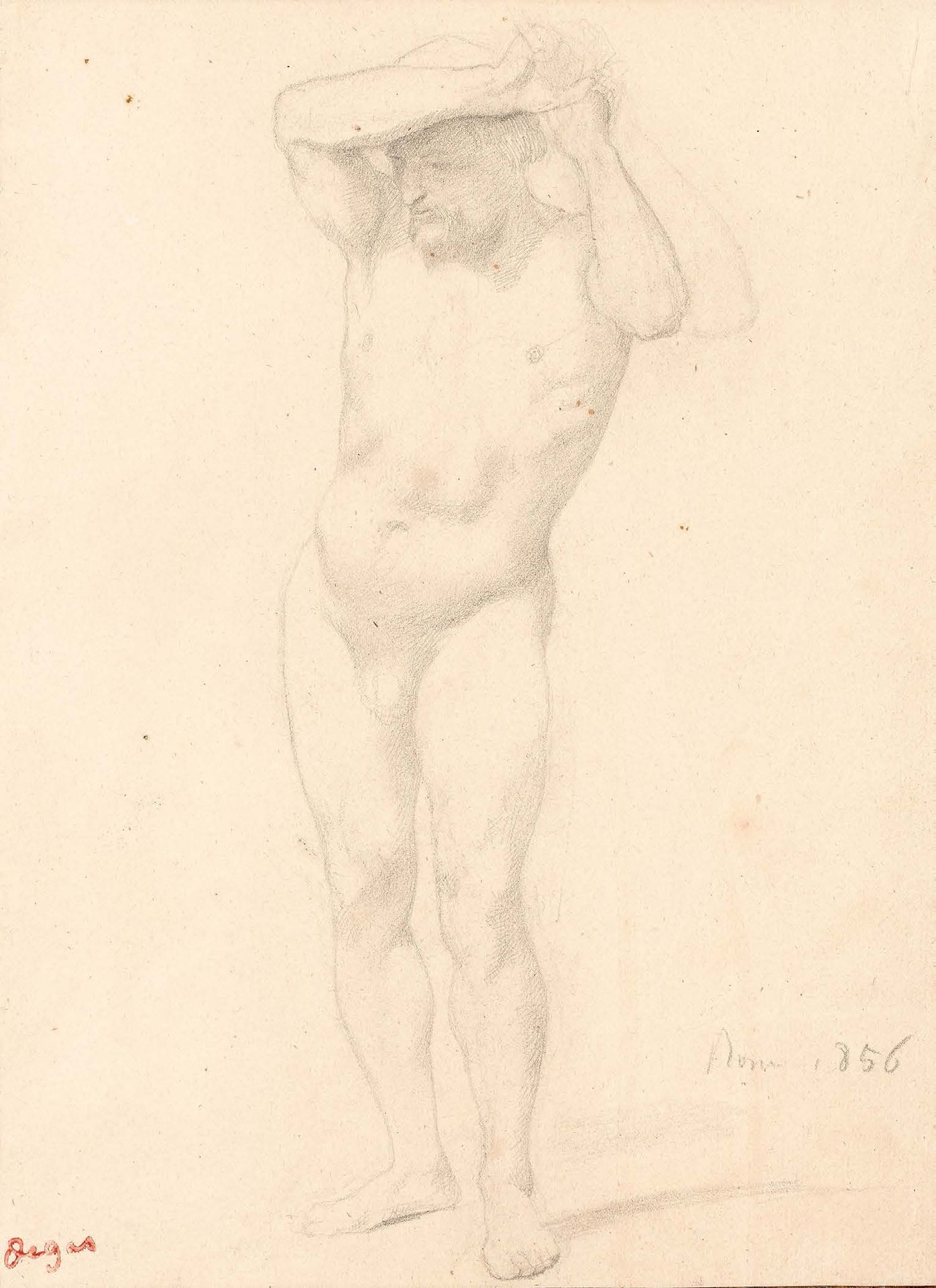 Edgar DEGAS (1834-1917) 
Nude Study, 1856
Black pencil and stump drawing, bears &hellip;