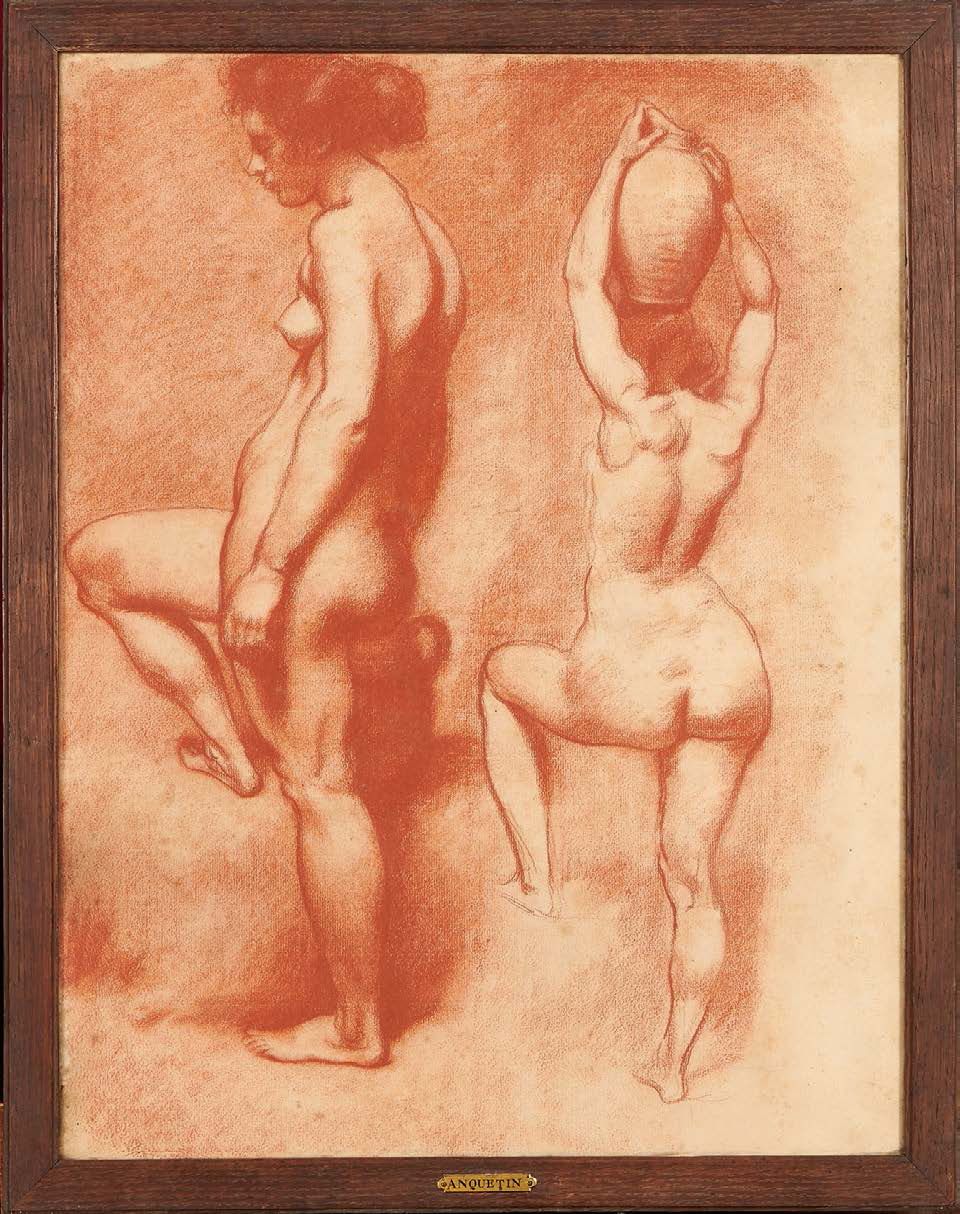 LOUIS ANQUETIN (1861-1932) 
从背部和四分之三处研究裸体
Sanguine（有些点蚀）。
60 x 46,5 cm