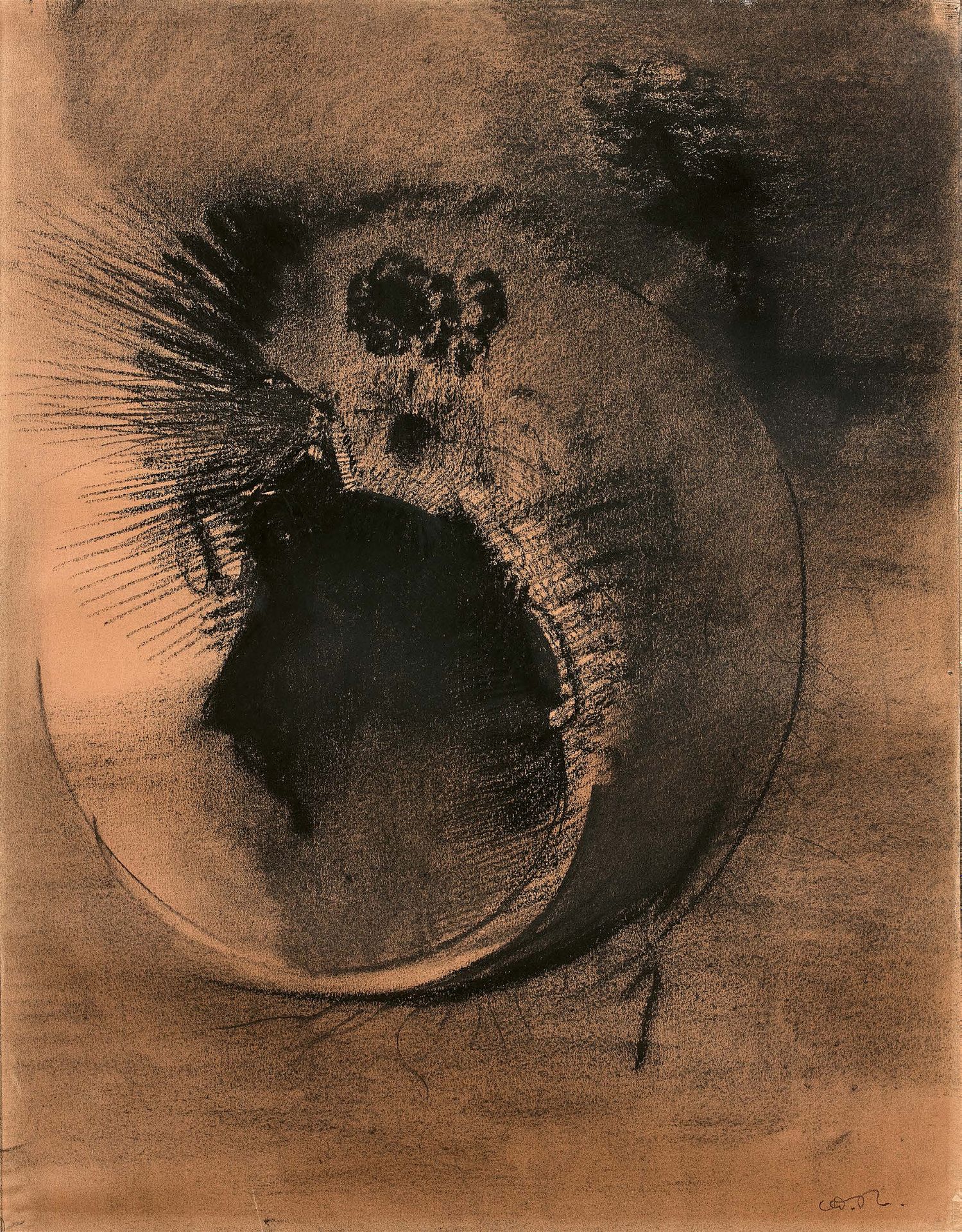 Odilon REDON (1840-1916) 
Cellular face
Charcoal and stump drawing signed with i&hellip;