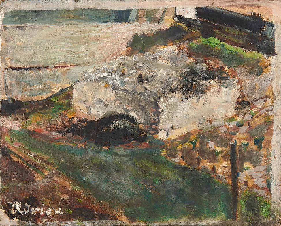 Lucien ADRION (1889-1953) 
河边
布面油画，左下角签名。
19 x 24 cm