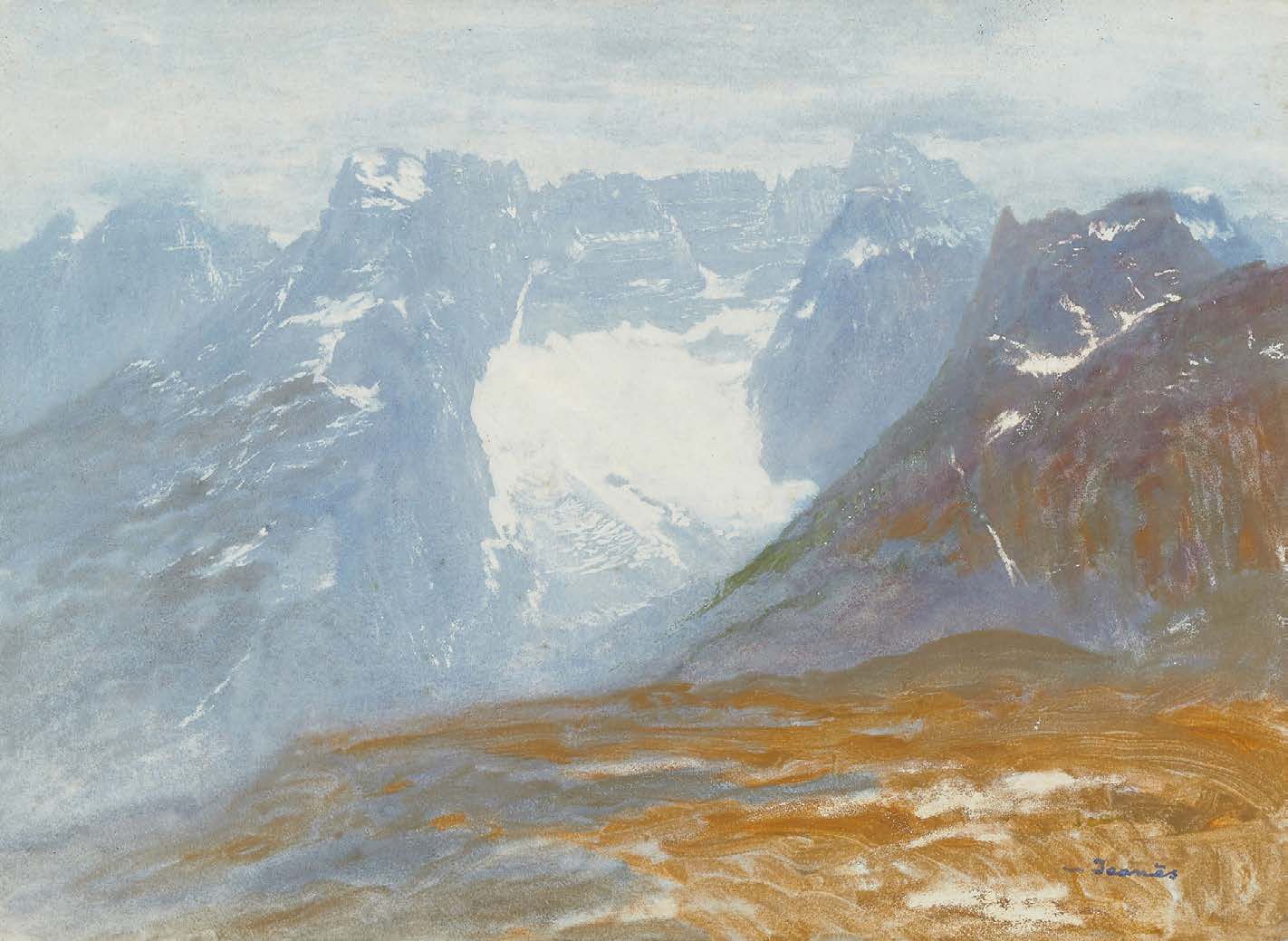 Sigismond JEANES (1862-1952) In cima alla montagna, le Dolomiti (?)
Acquerello c&hellip;