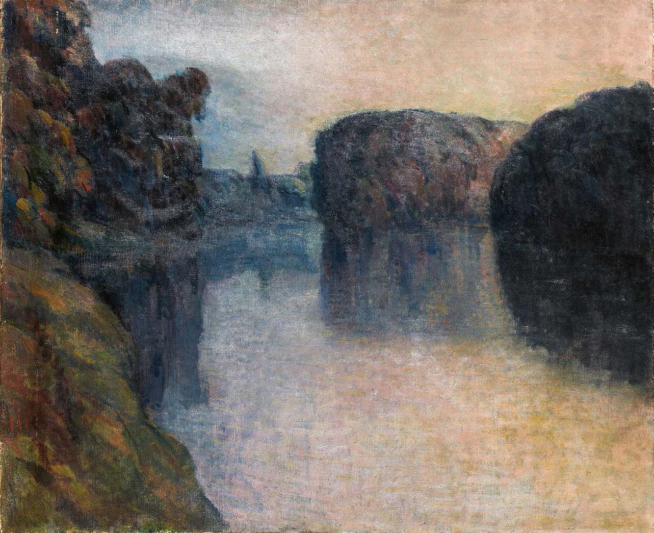 Alfredo MULLER (1869-1939) 
Vernonnet附近的塞纳河，约1899-1901
布面油画，左下角有签名痕迹。(修复)。
60 x &hellip;