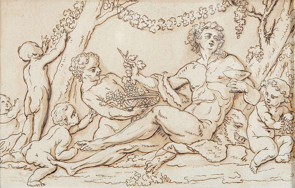 École FRANÇAISE du XVIIIe siècle Bacchus surrounded by putti
Pen drawing.
16 x 2&hellip;