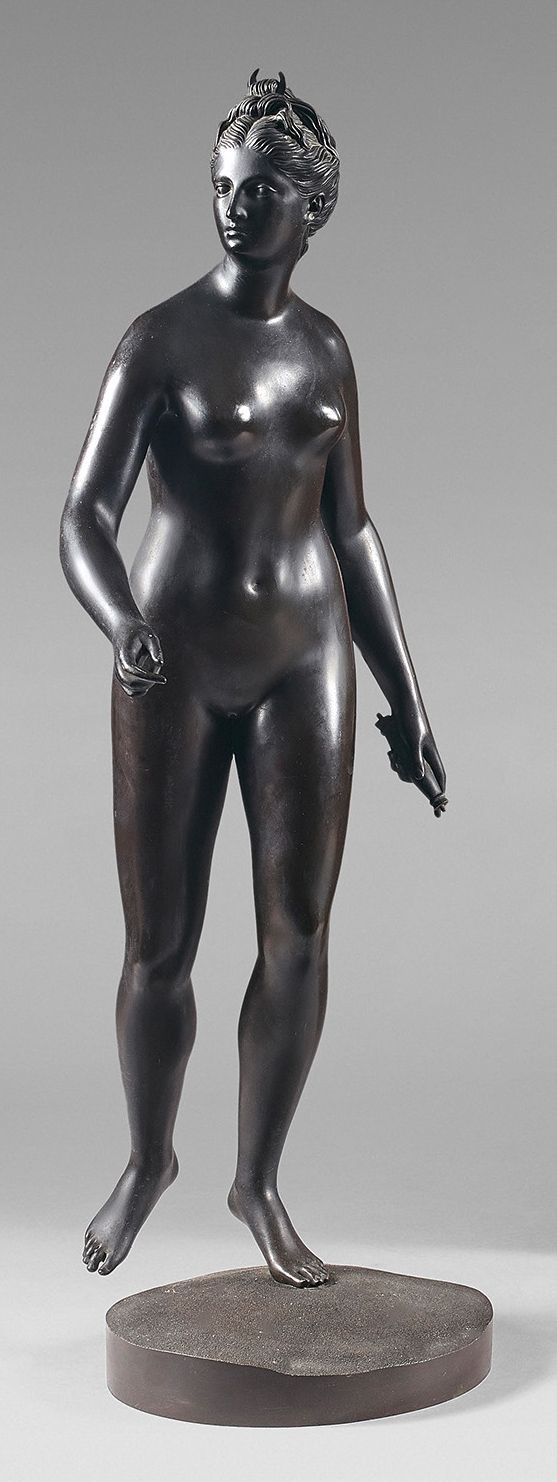 Null Statuette de Diane chasseresse d'après Houdon en bronze patiné.
Hauteur : 6&hellip;