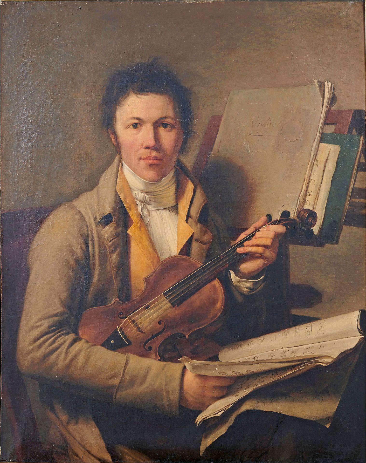 École FRANÇAISE du début du XIXe siècle Portrait d'un violoniste
Huile sur toile&hellip;