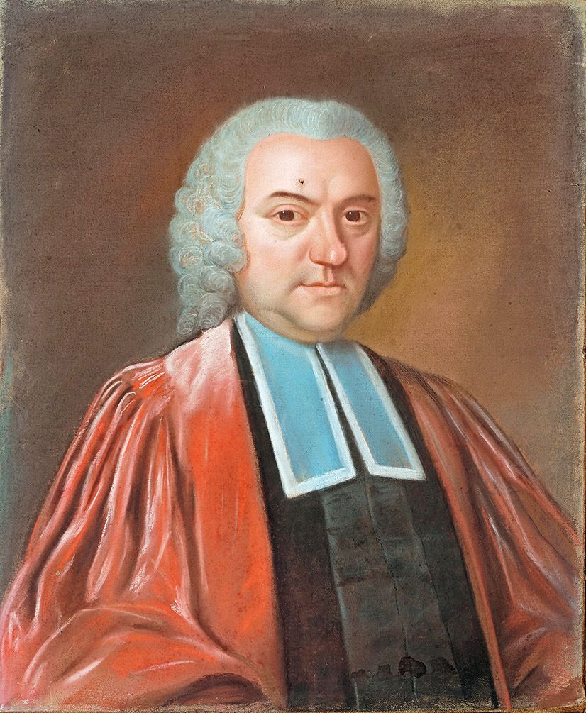 École FRANÇAISE du XVIIIe siècle 地方法官的肖像
粉彩画。
 （事故）。
64,5 x 54 cm